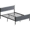 KAROM Metal Double Bed 160x200 cm, Grey — 200 kg Load Capacity