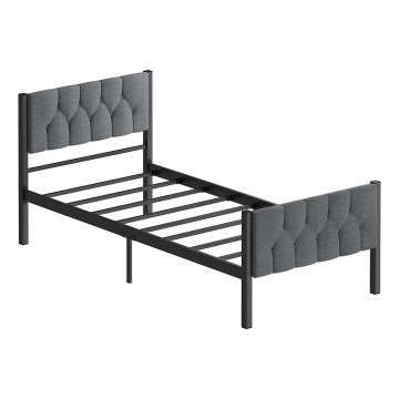 KAROM Metal Single Bed 90×200 cm – Grey, 120 kg Weight Capacity
