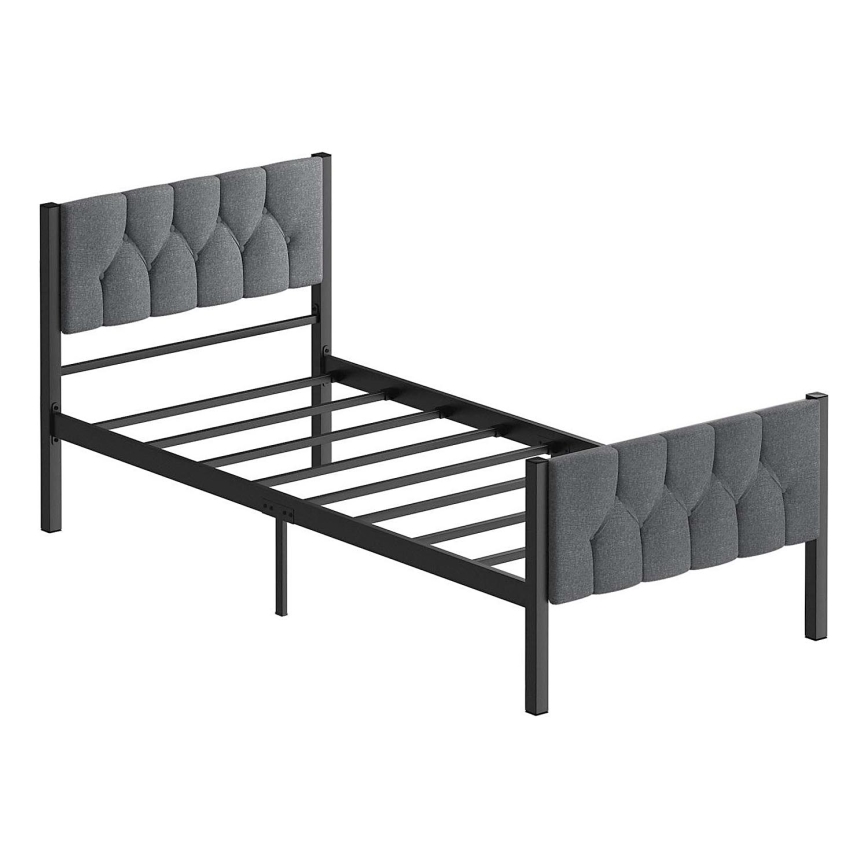 KAROM Metal Single Bed 90×200 cm – Grey, 120 kg Weight Capacity