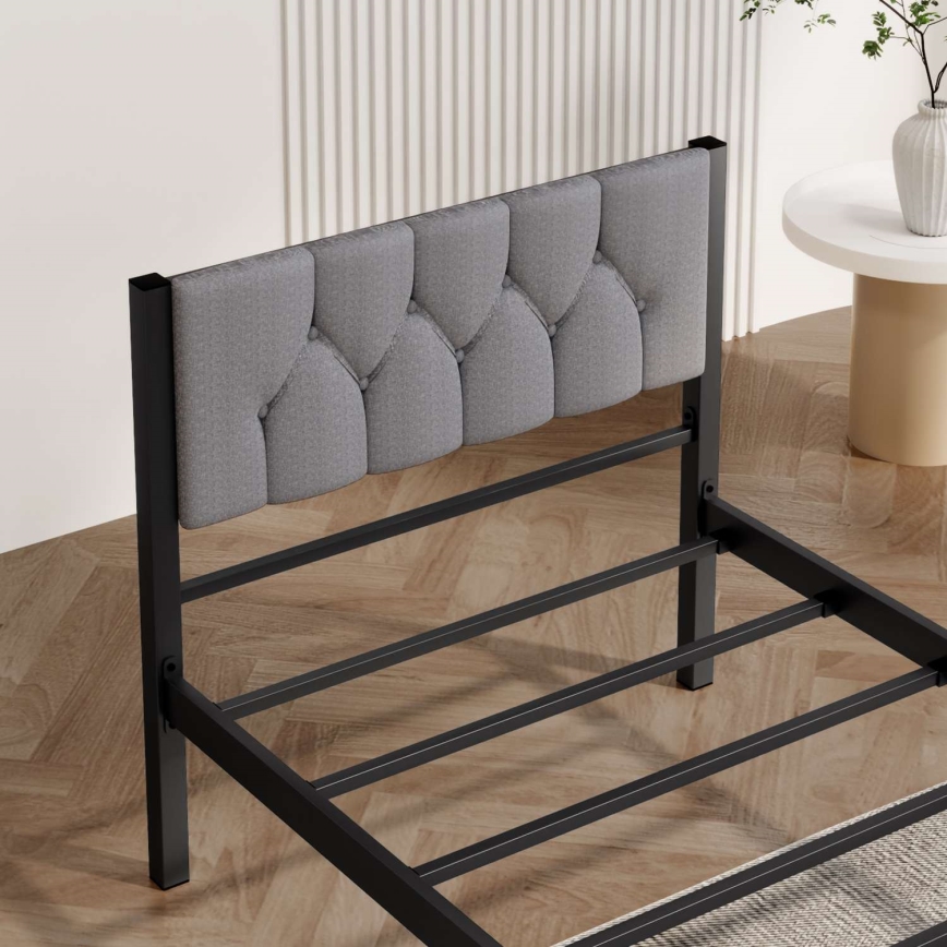 KAROM Metal Single Bed 90×200 cm – Grey, 120 kg Weight Capacity