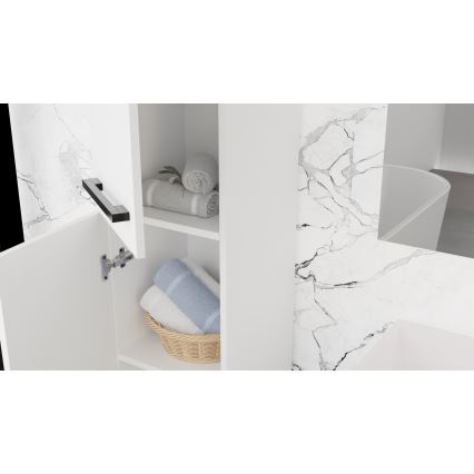 KATE bathroom vanity with basin + mirrored cabinet + wall cabinet white