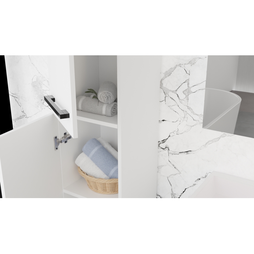 KATE bathroom vanity with basin + mirrored cabinet + wall cabinet white