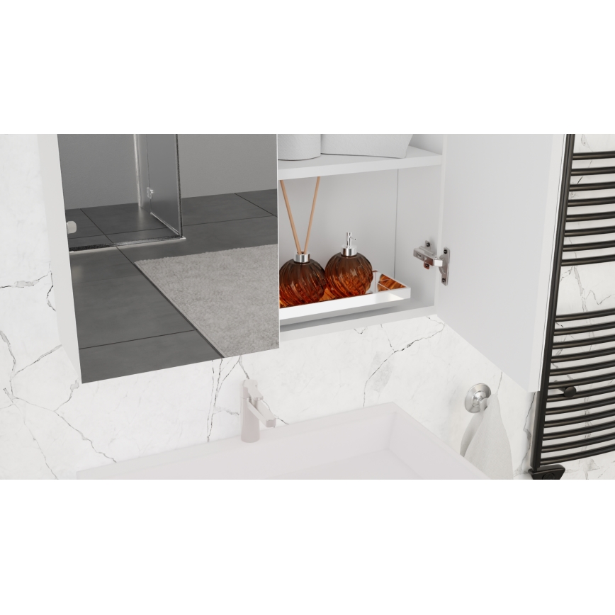 KATE bathroom vanity with basin + mirrored cabinet + wall cabinet white