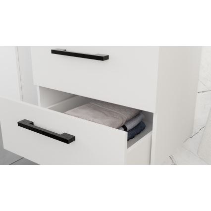 KATE bathroom vanity with basin + mirrored cabinet + wall cabinet white