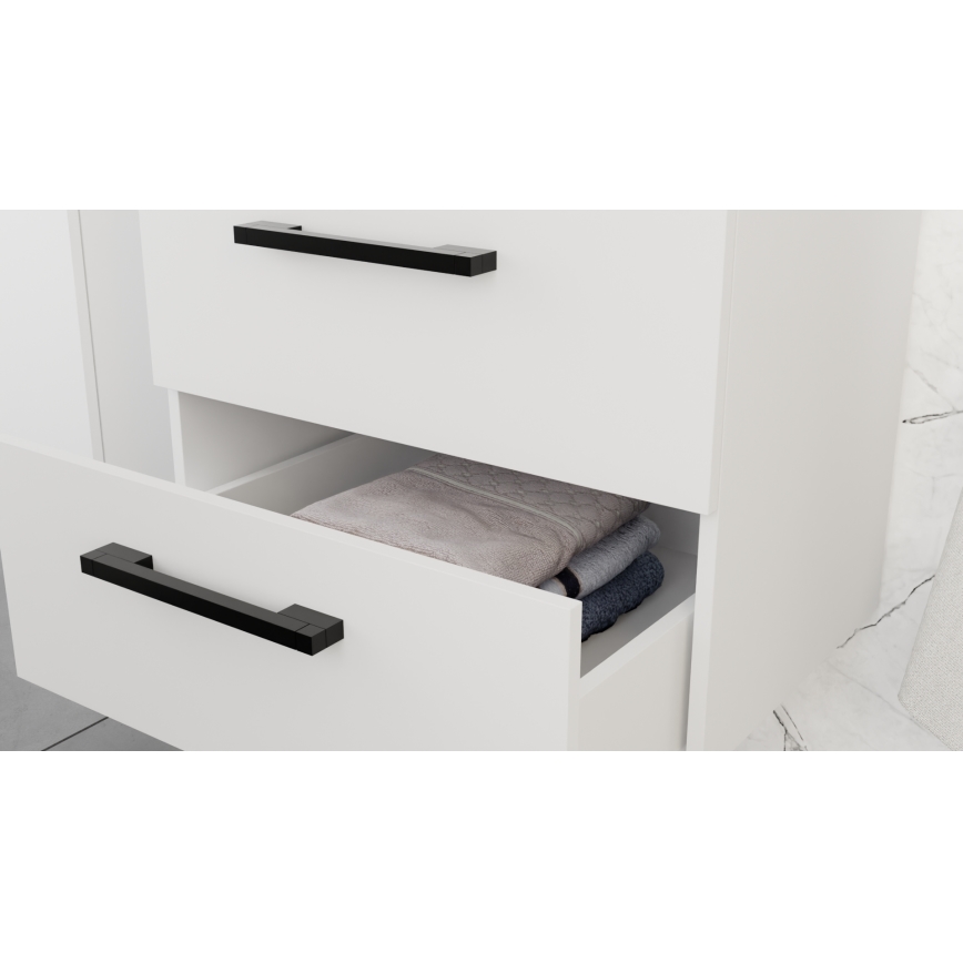 KATE bathroom vanity with basin + mirrored cabinet + wall cabinet white