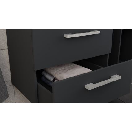 Bathroom vanity unit with basin KATE + mirrored cabinet + wall-mounted cabinet anthracite