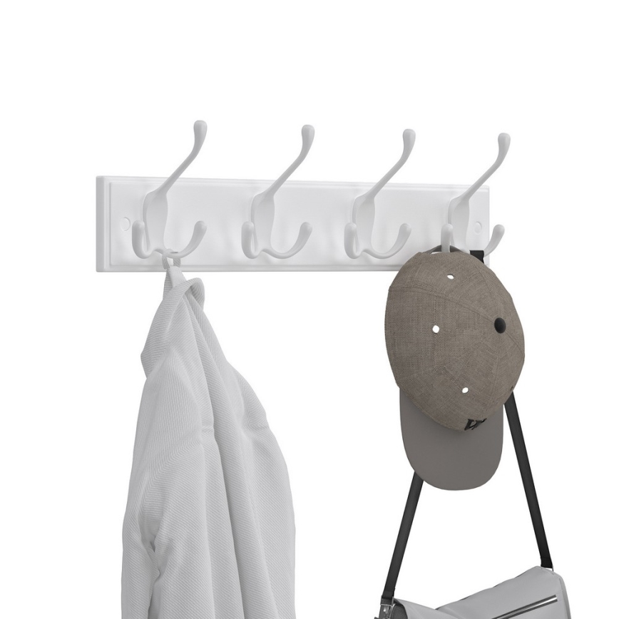 KATE wall-mounted coat rack, 40 x 11 x 7 cm, white