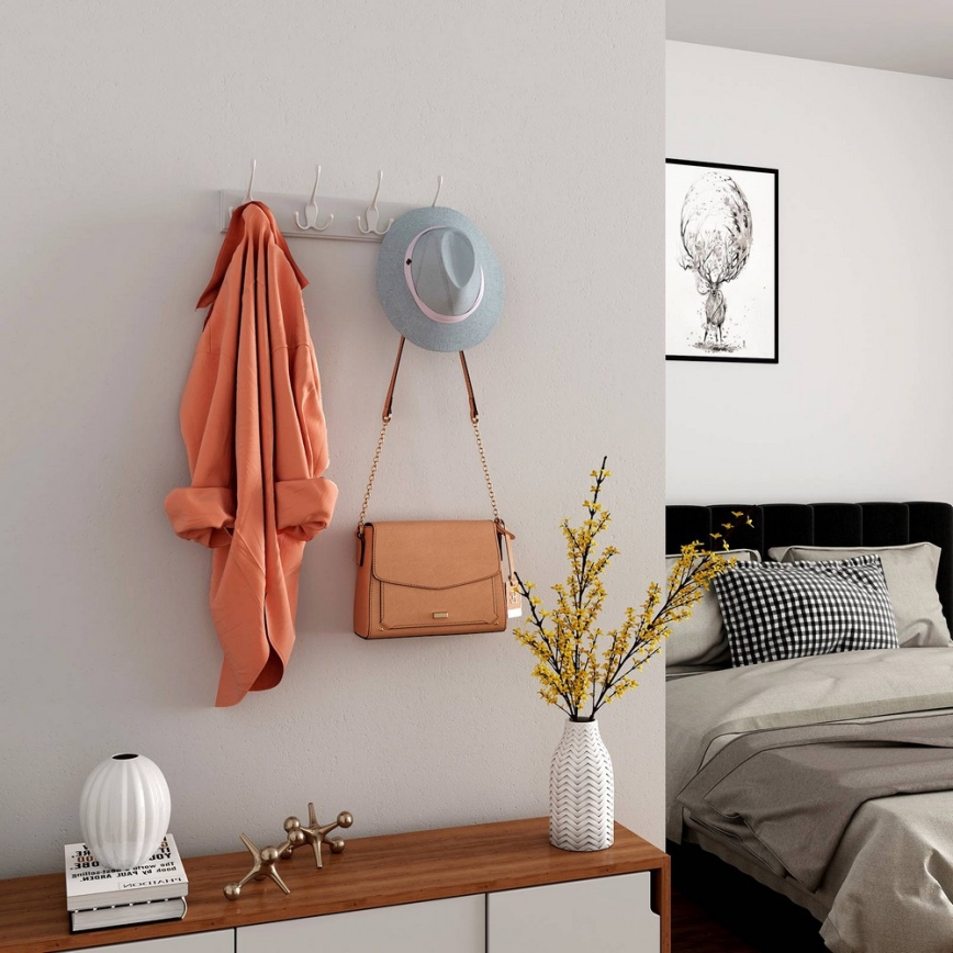 KATE wall-mounted coat rack, 40 x 11 x 7 cm, white