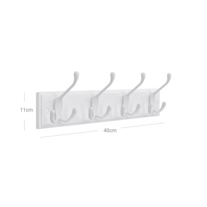 KATE wall-mounted coat rack, 40 x 11 x 7 cm, white