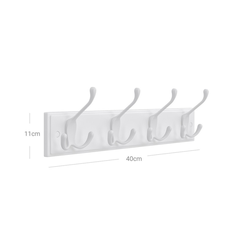 KATE wall-mounted coat rack, 40 x 11 x 7 cm, white