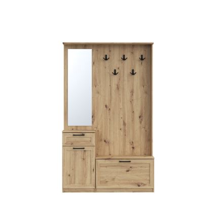 KAVI Hallway Wall Unit with Mirror, Artisan Oak