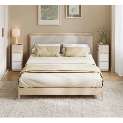 KELO Bedside Table 25 x 30 cm Brown/White