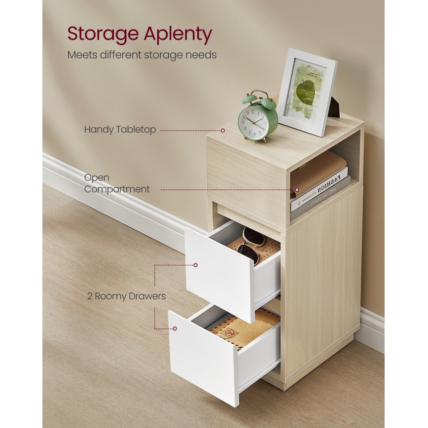 KELO Bedside Table 25 x 30 cm Brown/White