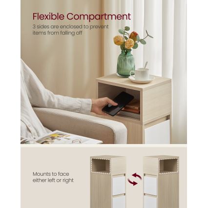 KELO Bedside Table 25 x 30 cm Brown/White