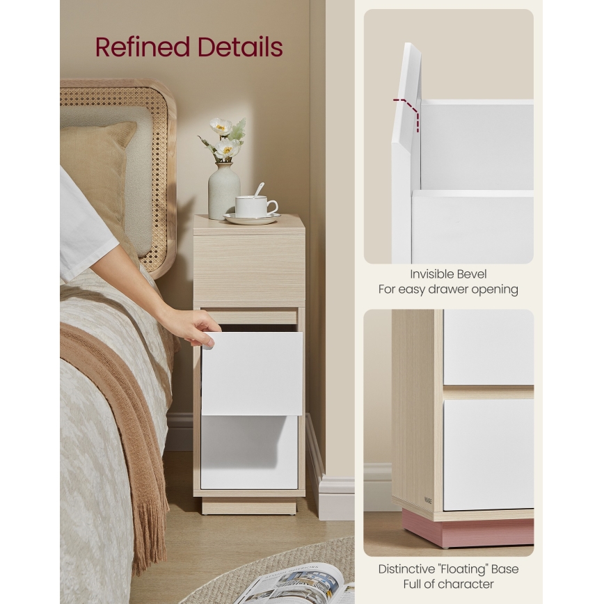 KELO Bedside Table 25 x 30 cm Brown/White