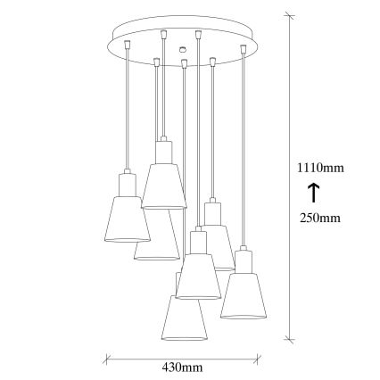 KEM Pendant Light 7xE27/40W/230V Gold