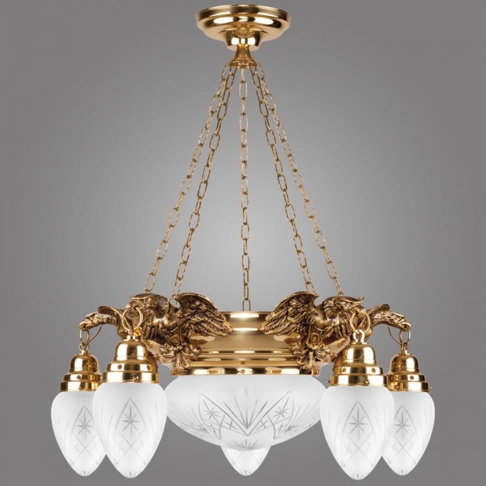 Kemar OW50 - Chandelier OURO EAGLE 5xE27/60W + 1xE27/100W/230V