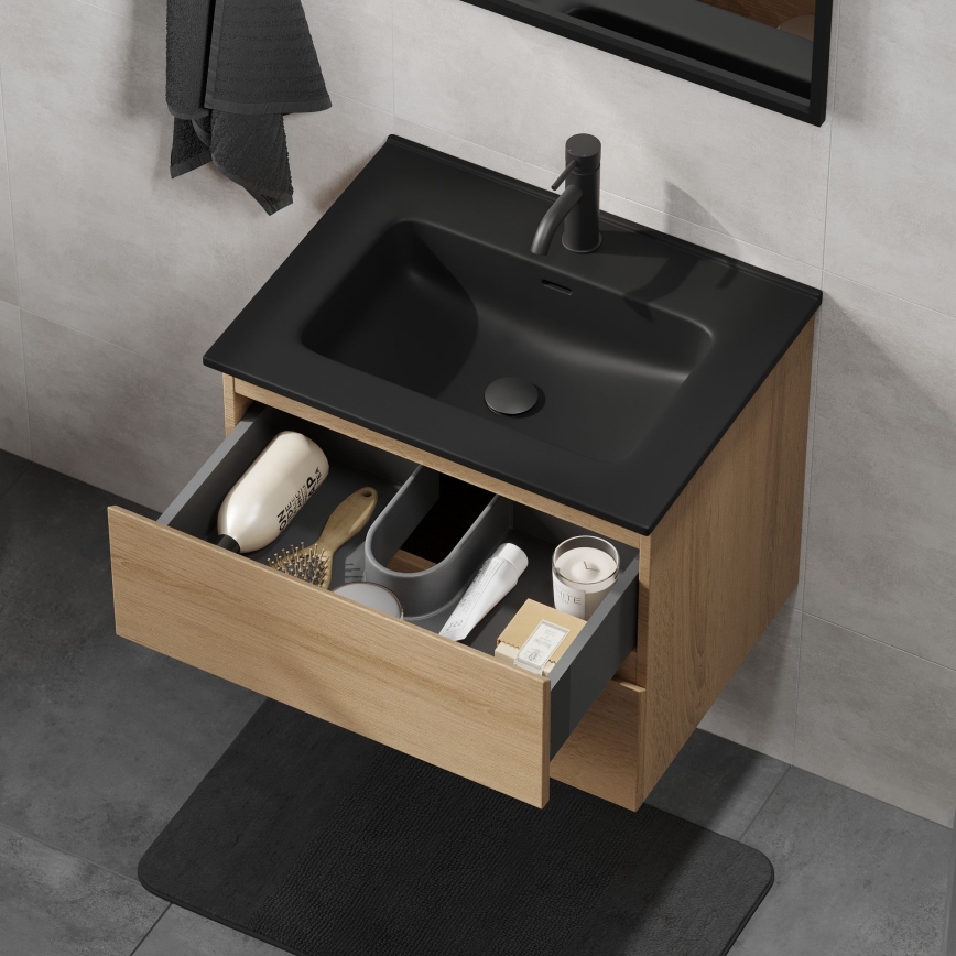 KENWOOD 61 cm Oak/Black Bathroom Vanity with Sink