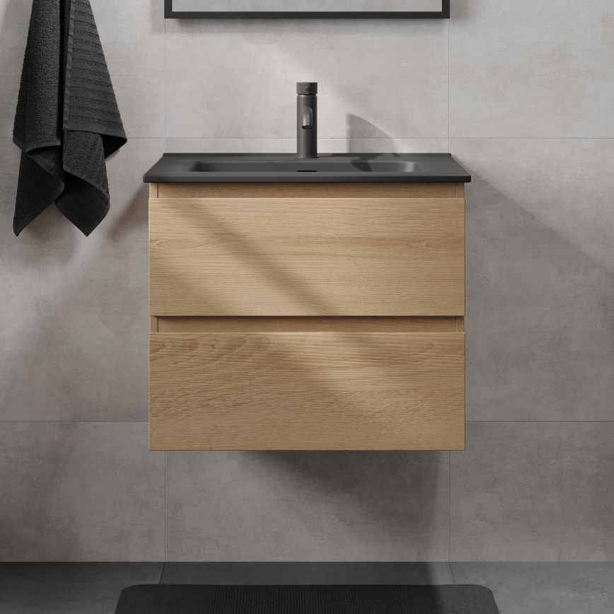 KENWOOD 61 cm Oak/Black Bathroom Vanity with Sink