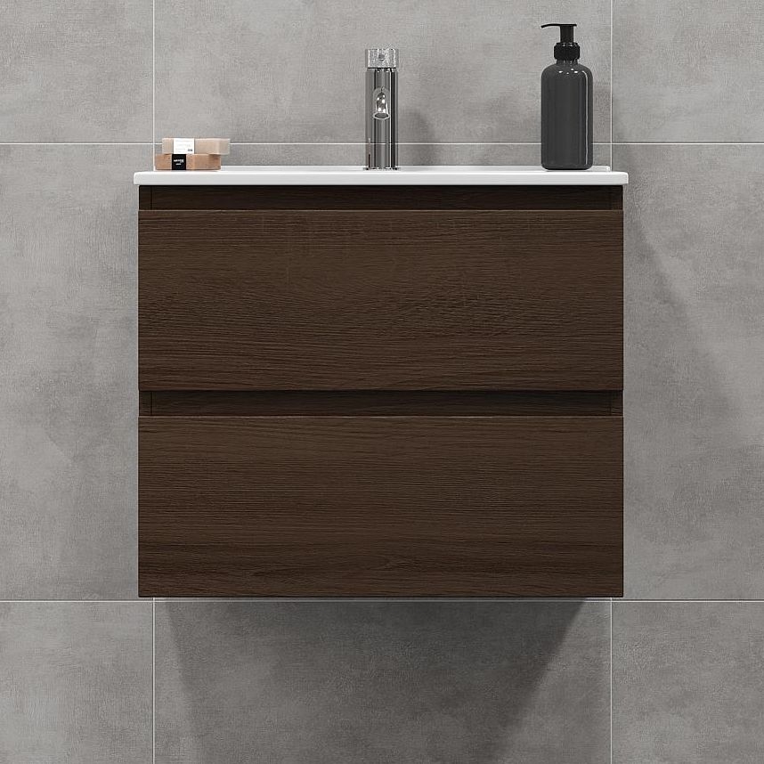 KENWOOD 61 cm Walnut Bathroom Vanity with Washbasin