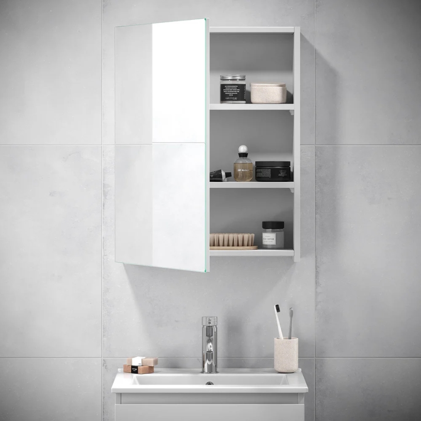 KENWOOD 65x50 cm Mirrored Bathroom Cabinet, White