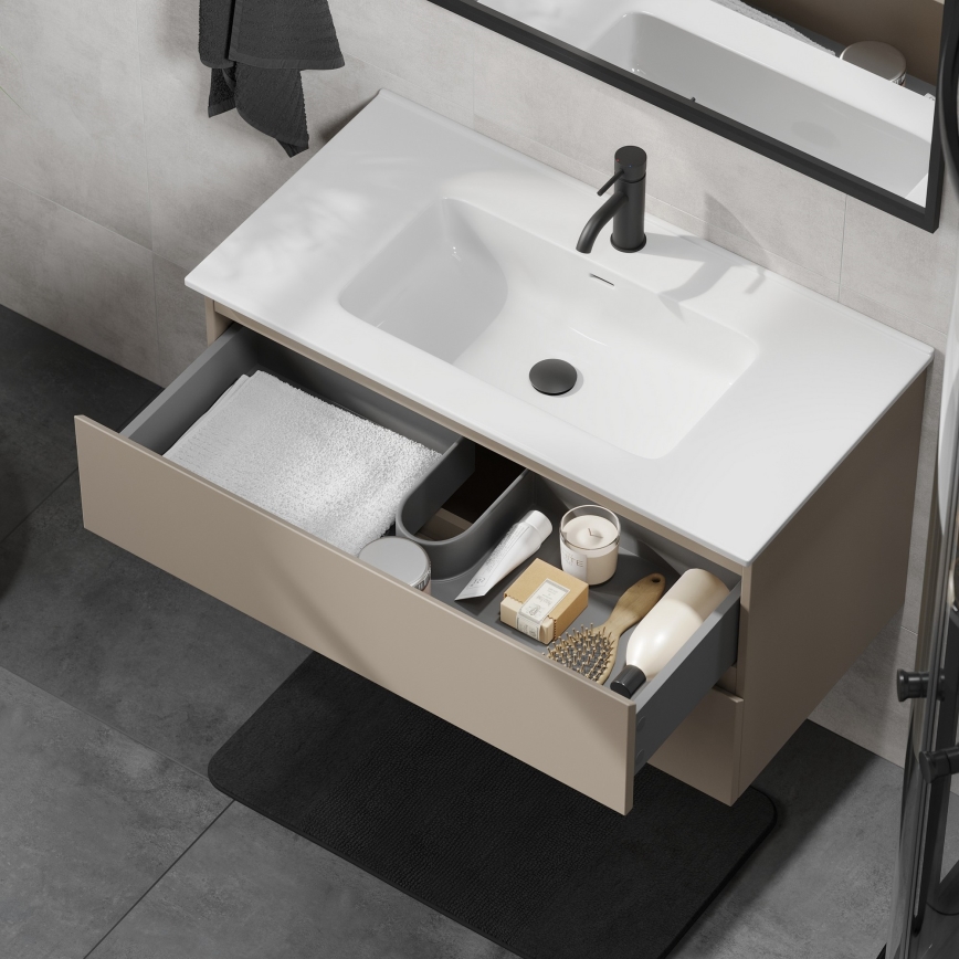 KENWOOD 91 cm Bathroom Cabinet with Sink, Marakesh/White