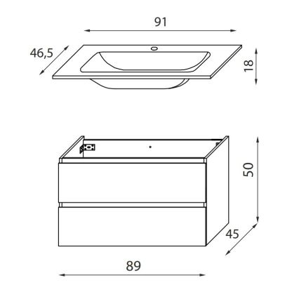 KENWOOD 91 cm Bathroom Vanity with Basin, Marrakesh/Black