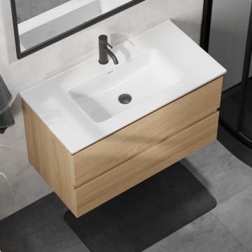 KENWOOD 91 cm Bathroom Vanity with Basin, Oak/White