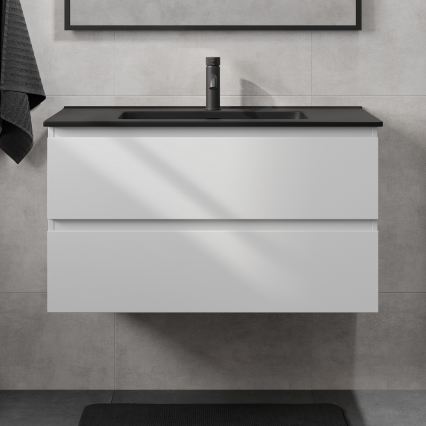 KENWOOD 91 cm bathroom vanity with integrated sink, white/black