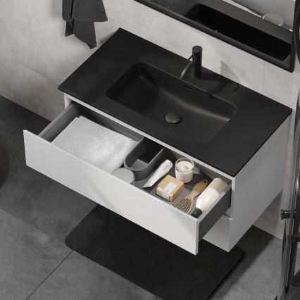 KENWOOD 91 cm bathroom vanity with integrated sink, white/black