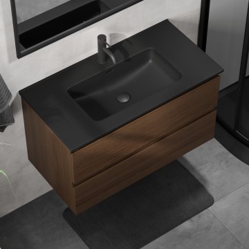 KENWOOD 91 cm Vanity Unit with Basin, Walnut/Black