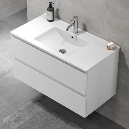 KENWOOD 91 cm White Bathroom Vanity with Basin