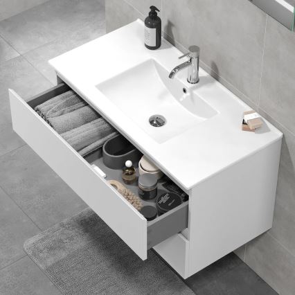 KENWOOD 91 cm White Bathroom Vanity with Basin