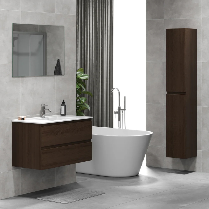 KENWOOD Bathroom Cabinet with Basin 91x50x47 cm, Walnut