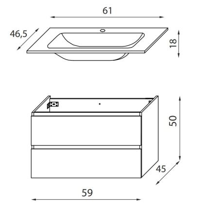 KENWOOD Bathroom Vanity with Basin, 61×52×47 cm, White
