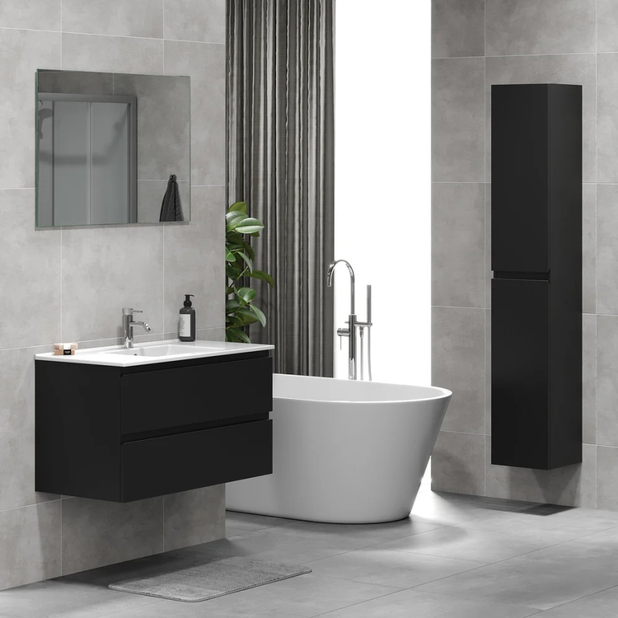 KENWOOD Bathroom Vanity with Basin, 91x50x45 cm, Black