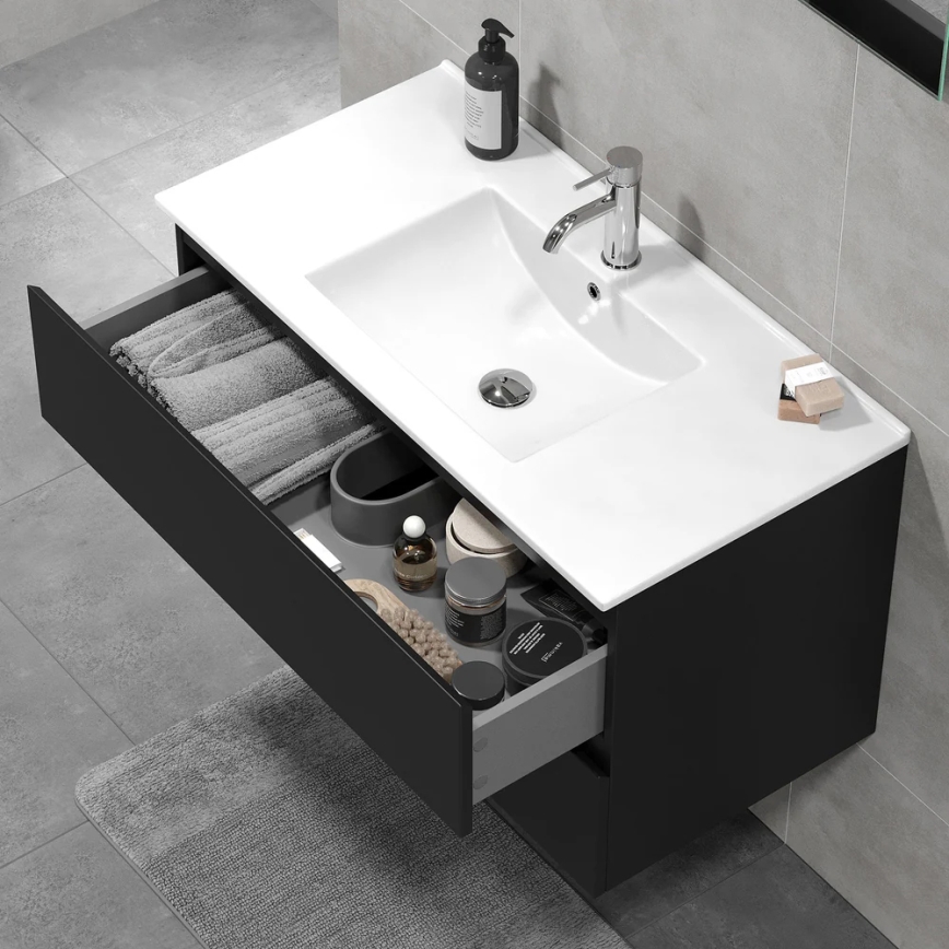 KENWOOD Bathroom Vanity with Basin, 91x50x45 cm, Black