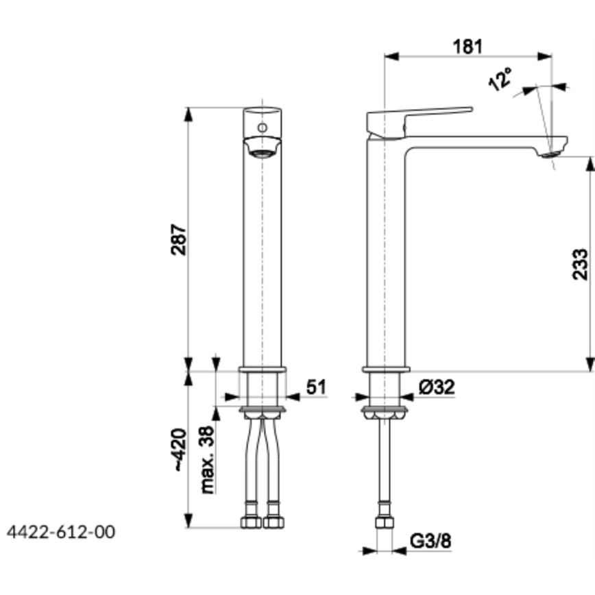 KFA Armatura 4422-612-00 - Basin tap + waste with overflow AGAT 28,7 cm shiny chrome
