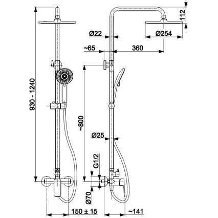 KFA Armatura 4426-910-00 - Shower set with tap AGAT shiny chrome