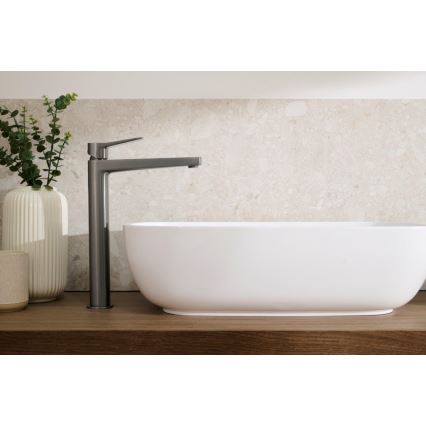 KFA Armatura 4522-712-61 - Washbasin mixer + MALAGA 30.3 cm pop-up waste, metallic grey