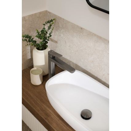 KFA Armatura 4522-712-61 - Washbasin mixer + MALAGA 30.3 cm pop-up waste, metallic grey