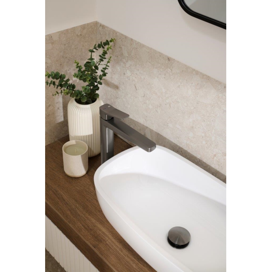 KFA Armatura 4522-712-61 - Washbasin mixer + MALAGA 30.3 cm pop-up waste, metallic grey