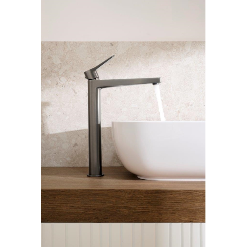 KFA Armatura 4522-712-61 - Washbasin mixer + MALAGA 30.3 cm pop-up waste, metallic grey
