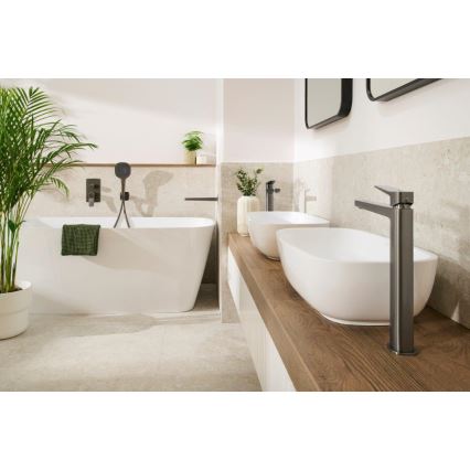 KFA Armatura 4522-712-61 - Washbasin mixer + MALAGA 30.3 cm pop-up waste, metallic grey