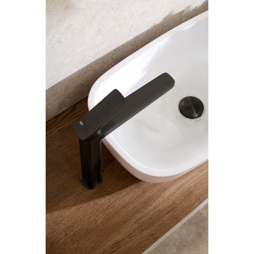 KFA Armatura 4522-712-81 - Basin mixer + MALAGA 30,3 cm pop-up waste, black