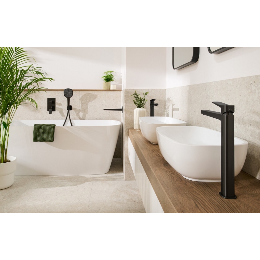 KFA Armatura 4522-712-81 - Basin mixer + MALAGA 30,3 cm pop-up waste, black