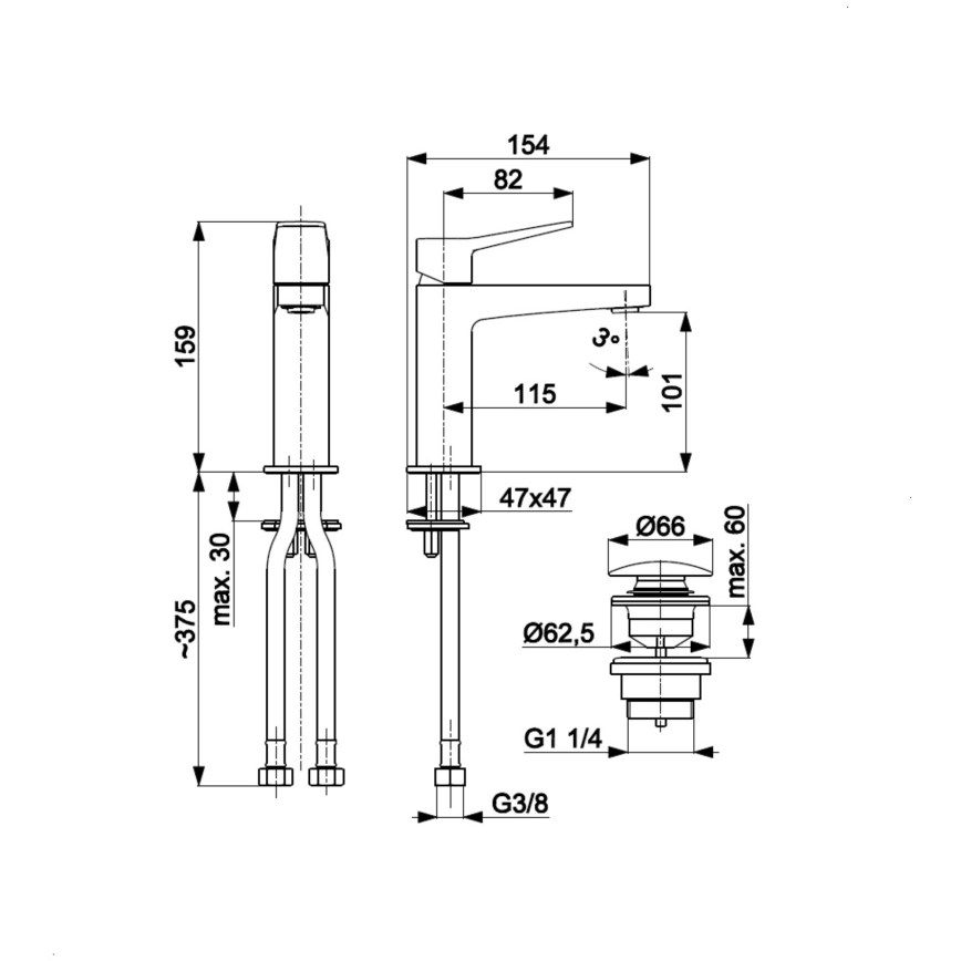 KFA Armatura 4522-815-44 - Washbasin faucet with MALAGA 15.9 cm drain, white