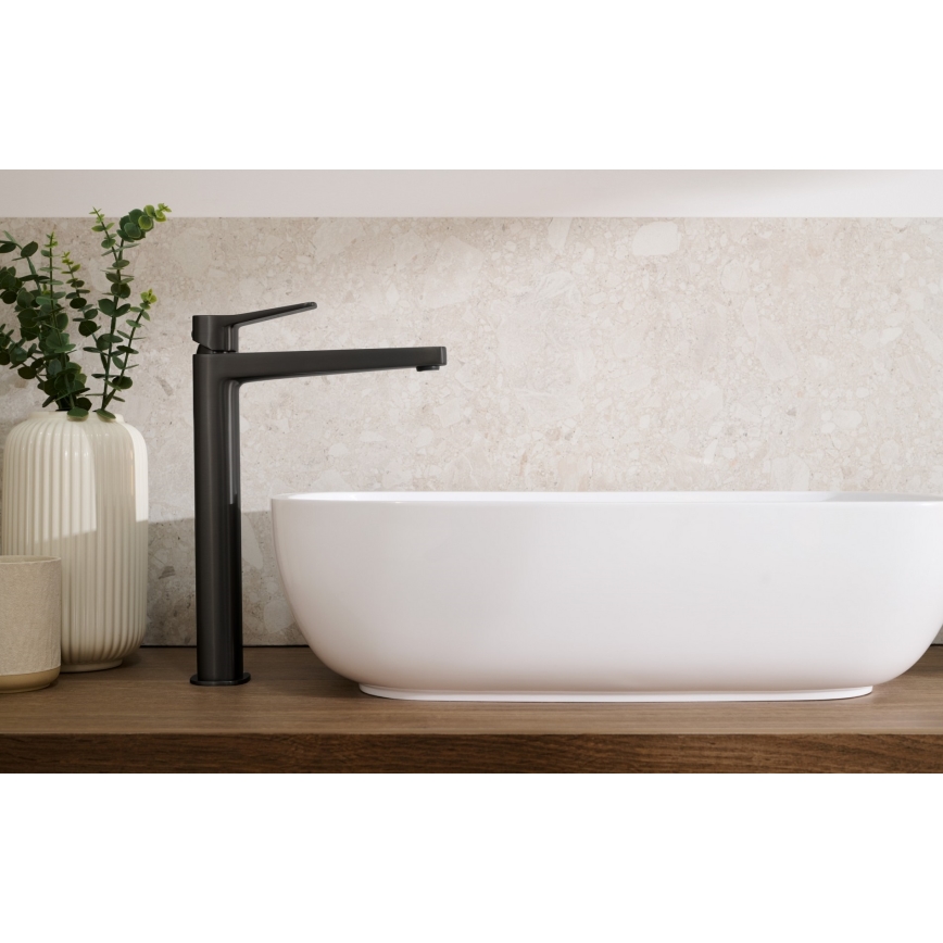 KFA Armatura 4522-815-81 - Basin mixer + MALAGA 15.9 cm pop-up waste, black