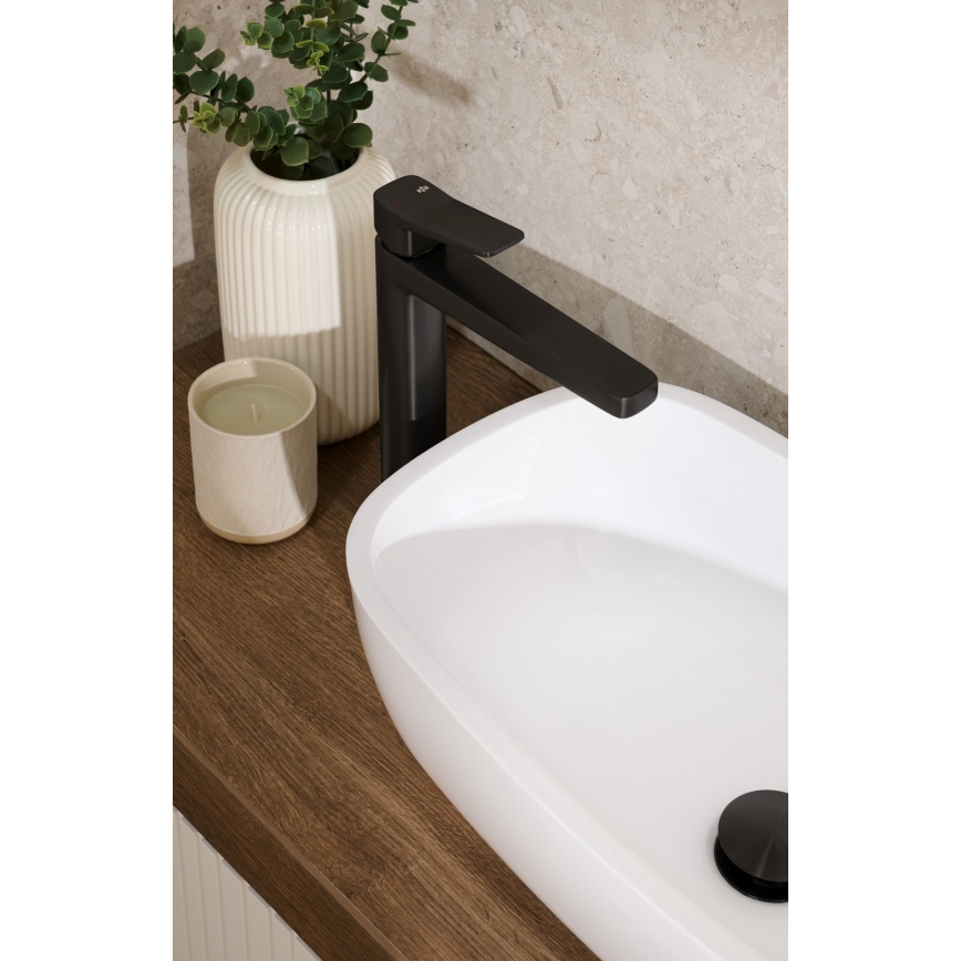 KFA Armatura 4522-815-81 - Basin mixer + MALAGA 15.9 cm pop-up waste, black