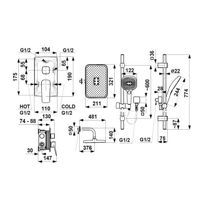 KFA Armatura 4529-301-44 - MALAGA White Concealed Shower Set